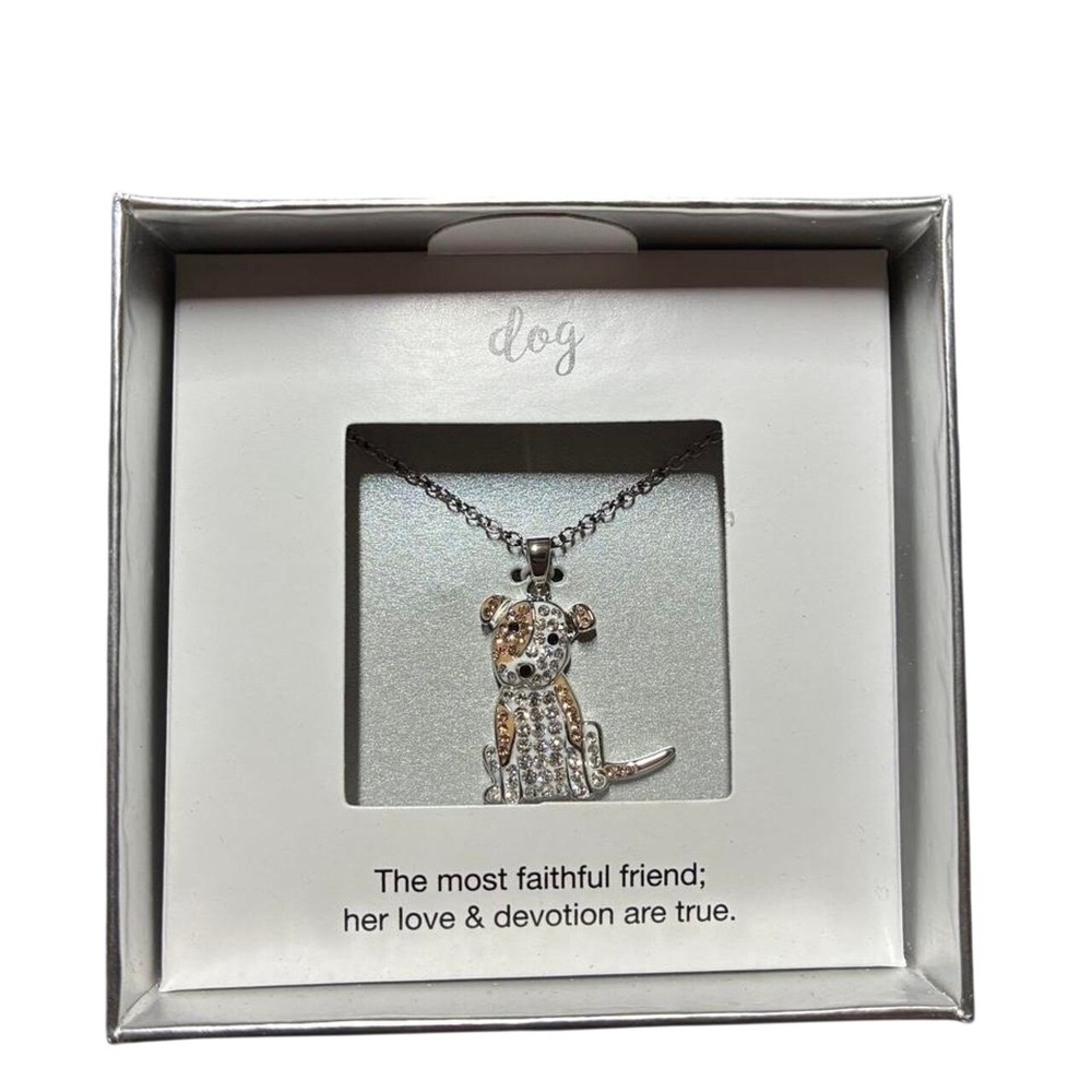 Kohls Silver Tone Dog Pendant Necklace Diamond Accents 18 Inch 26159902